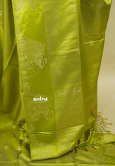 Sap Green - Sri valli pure satin silk with vairaoosi full weaving and elephant border